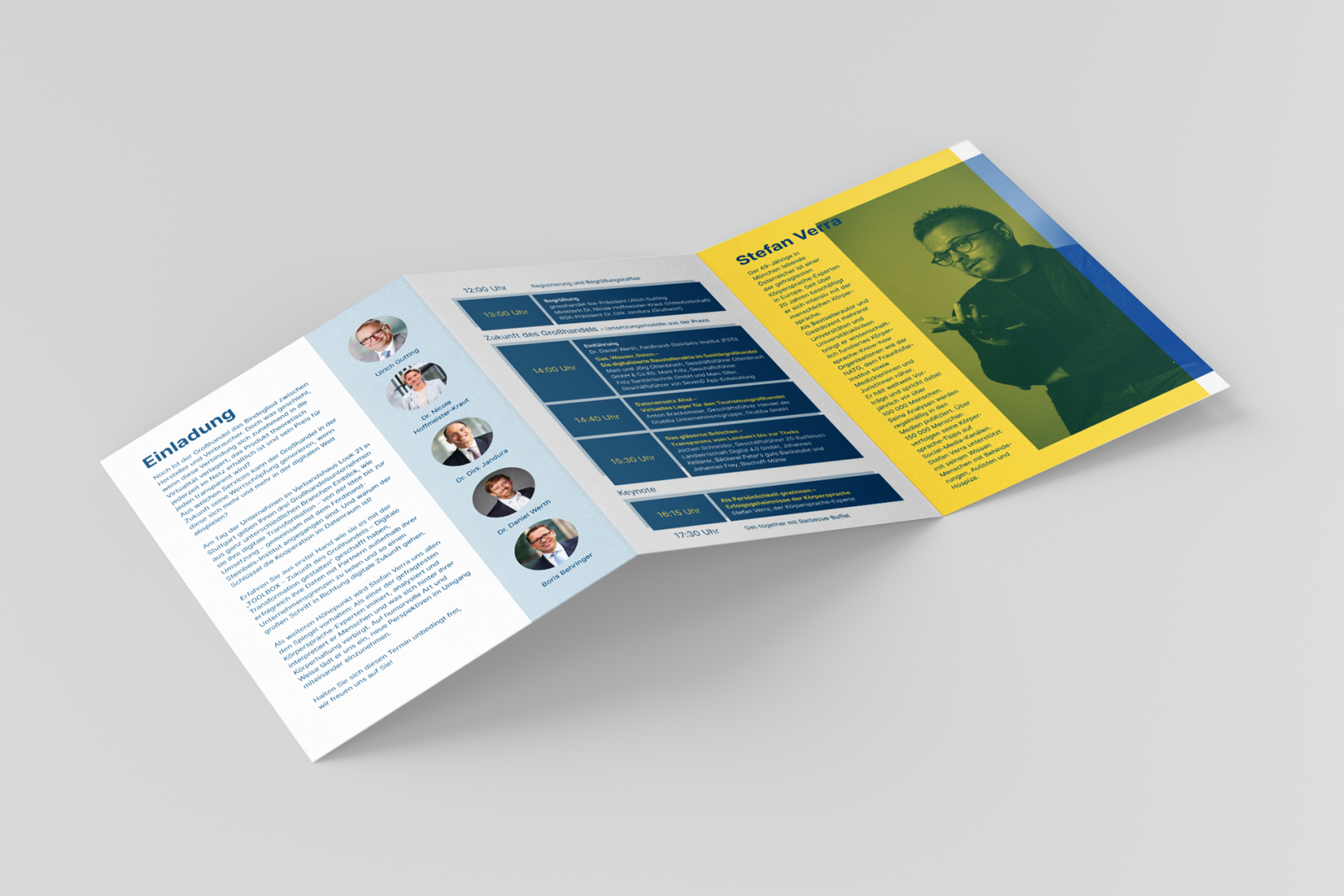 Mockup von einem 6-seitigen Flyer für grosshandel-bw