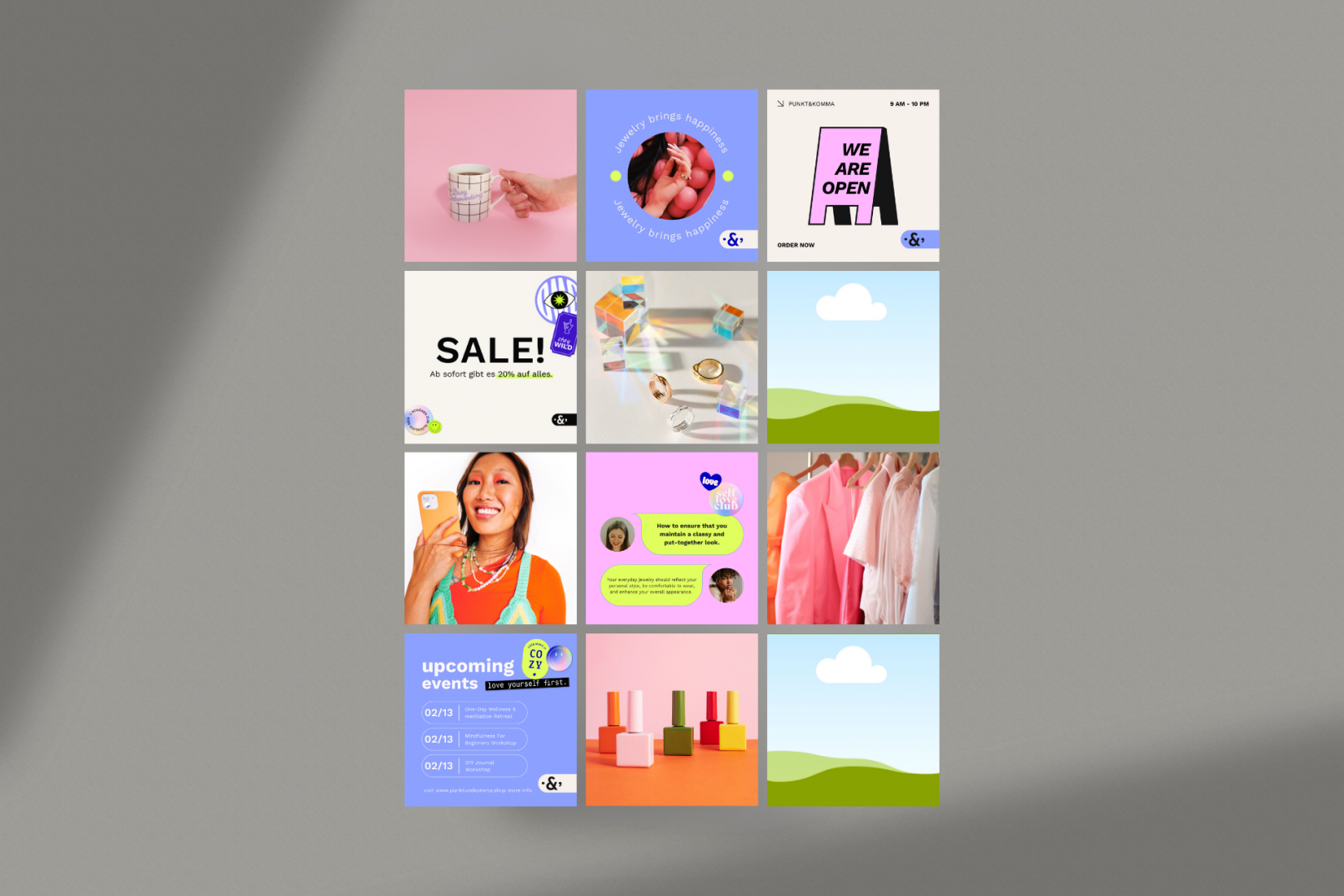 Instagram Grid von dem Punkt und Komma Shop